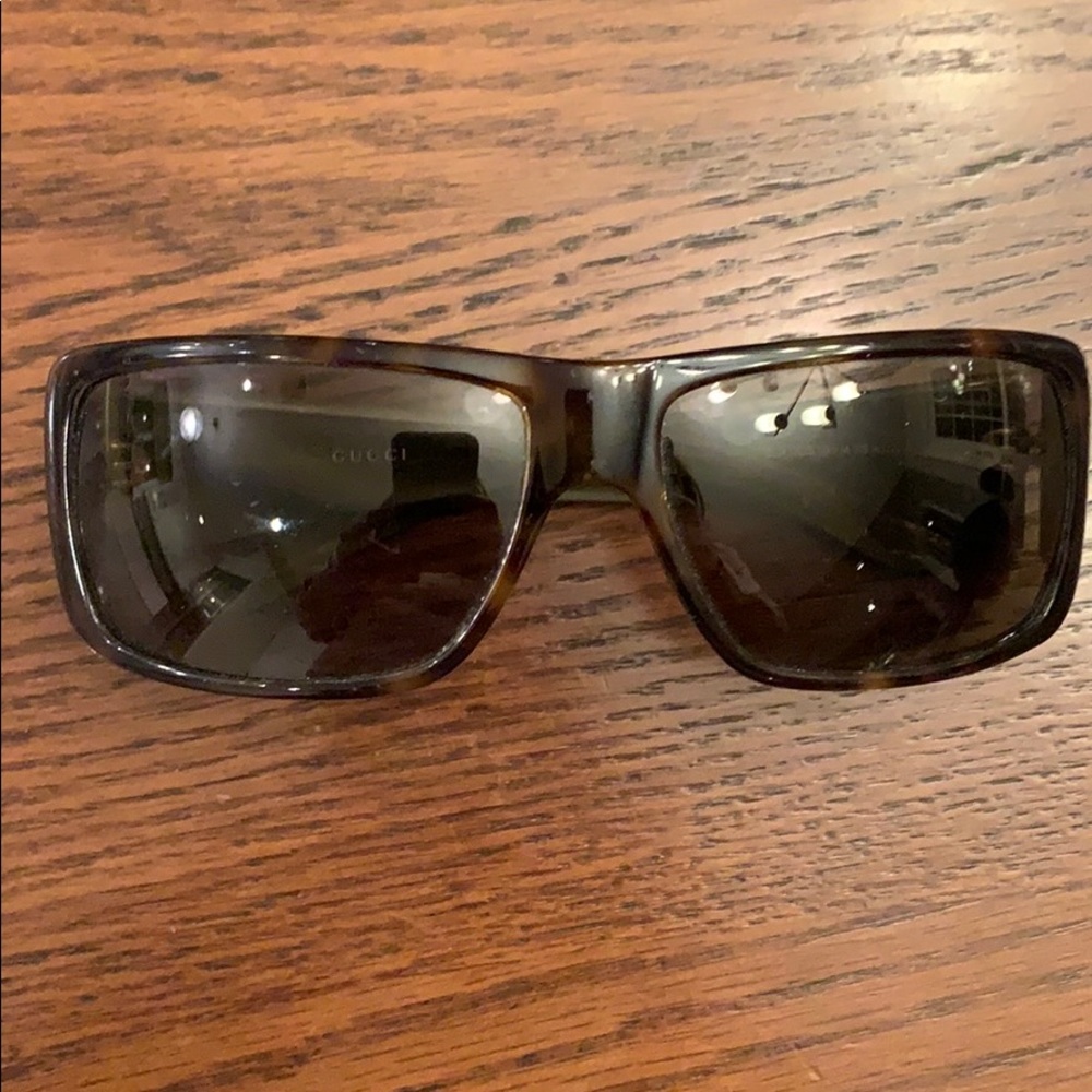 Gucci Unisex Rectangular Tortoise Sunglasses - image 1